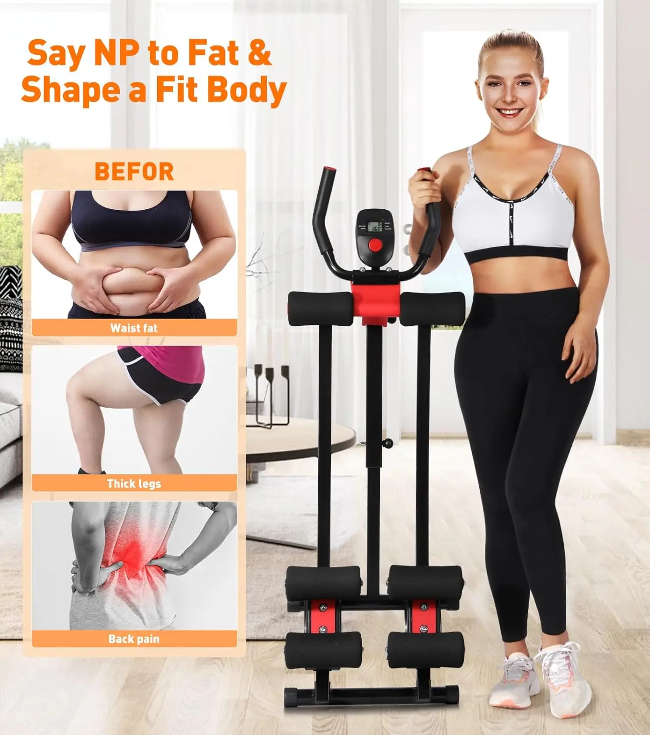 Ab Workout Equipment, Ab Machine for Women, Adjustable Core Abdominal Exercise Fitness Equipment