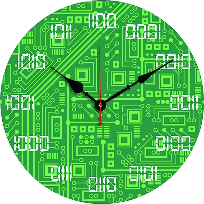 Circuit Board Wall Clock Kitchen Decor Wall Art Silent Non Ticking Large Round Wall Clocks For Living Room Bedroom Office