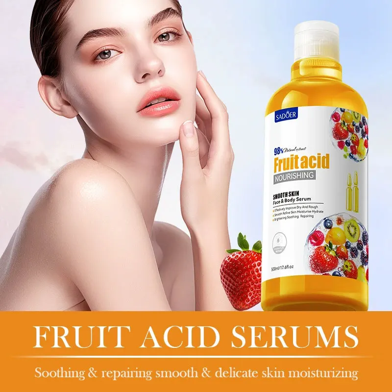 500ML Vitamin C Fruit Acid Cherries Face Serum Spots Eraser Corrector Whitening Moisturizing Lightening