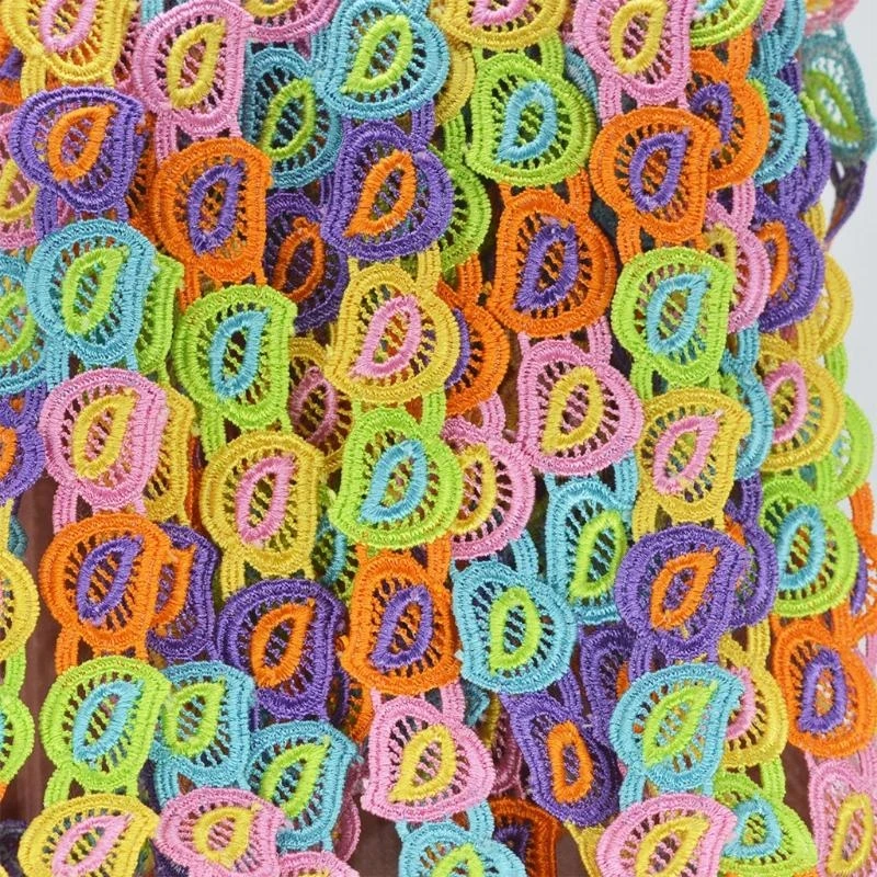 R1WE 15 ياردة 2.5 سنتيمتر العرض الملونة القلب ورقة الدانتيل تقليم DIY الحياكة المطرزة خليط الشريط زين لوازم الخياطة