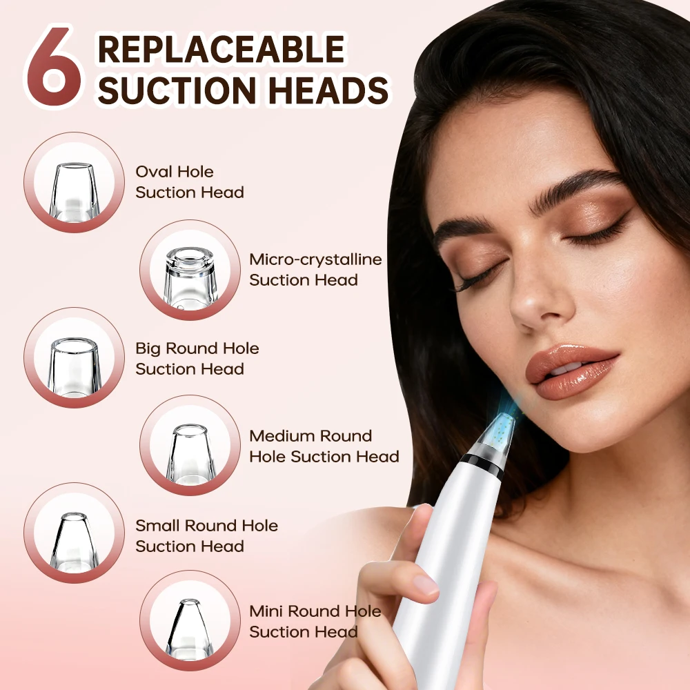 Facial Blackhead Remover Electric Hot Compress Vacuum Pore Cleaner Face Deep Nose Cleaner T Zone Pore Acne Pimple Removal Tool