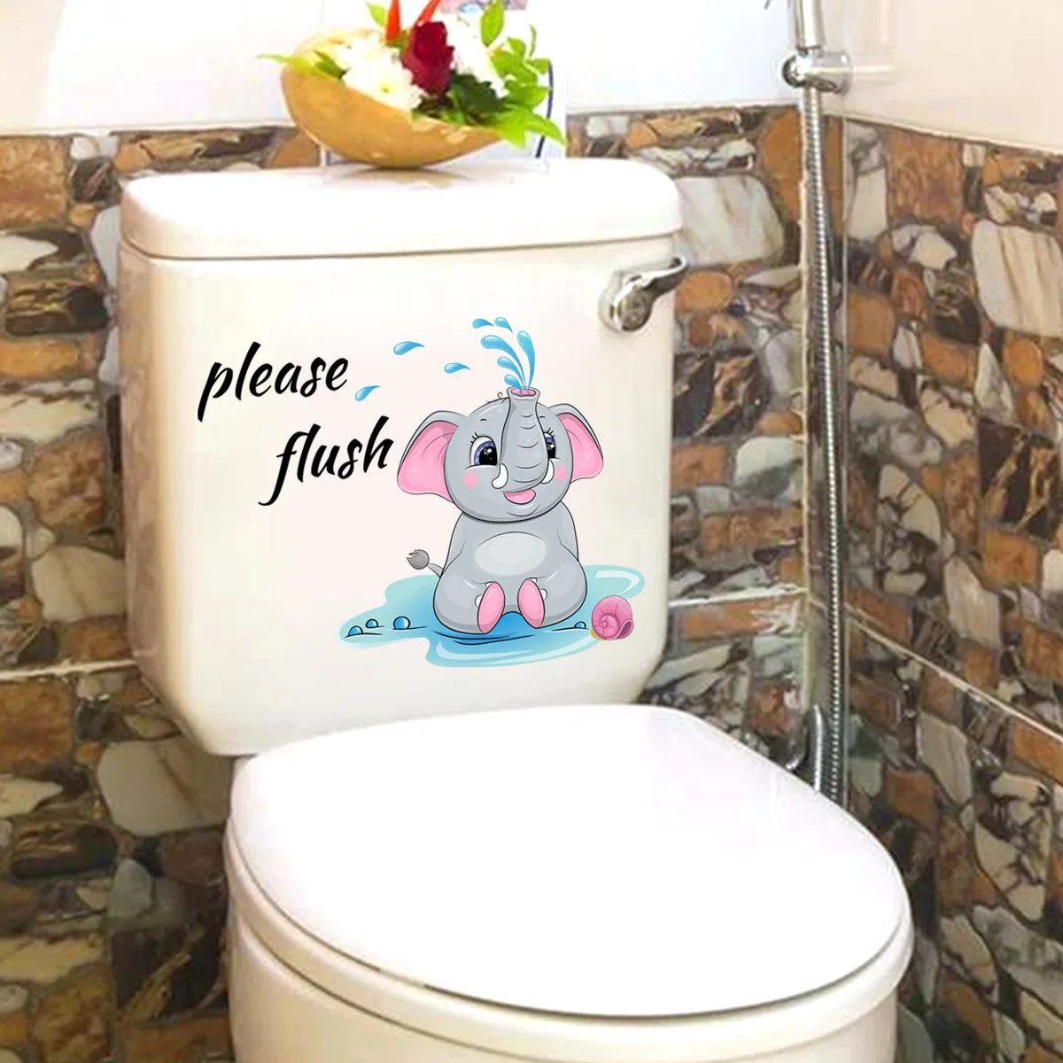25*25cm Please Plus Elephant Cartoon Wall Stickers Living Room Toilet Stickers Home Decorative Wall Stickers Wallpaper Ms465