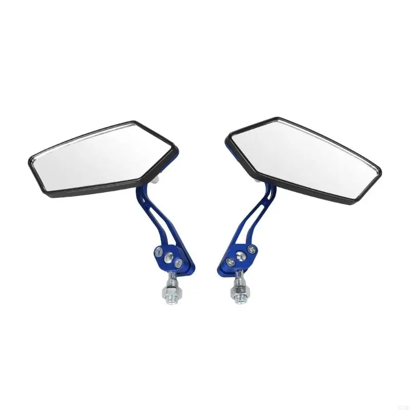 M76E Adjustable Motorcycle Side Mirrors with Angular Housings & Openwork Arms for Matching Left & Right Replacement