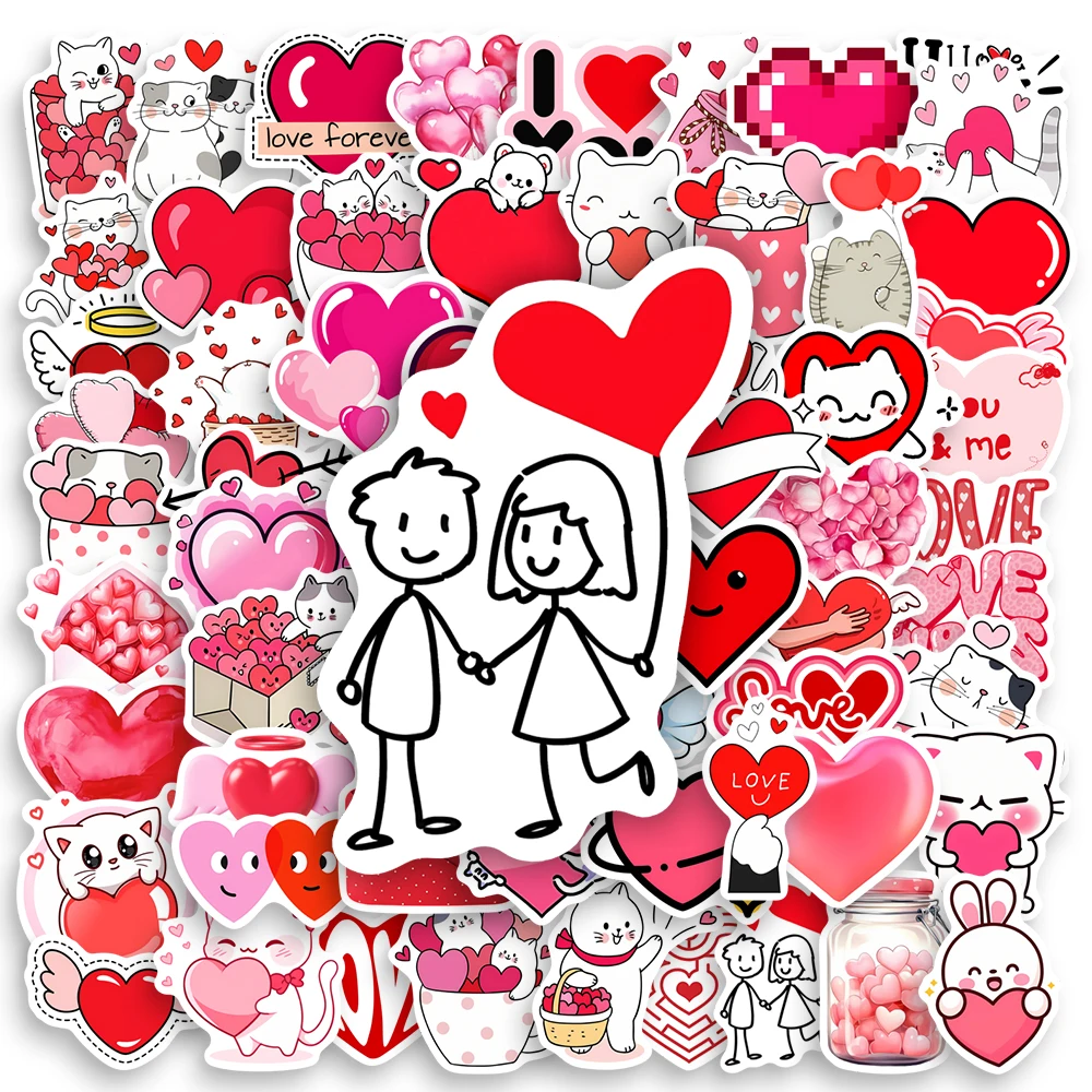 Rood Hart Liefde Stickers Valentijnsdag DIY Cadeau Speelgoed voor Scrapbook Dagboek Tijdschriften Laptop Bagage Flessen Decoratief Waterdicht