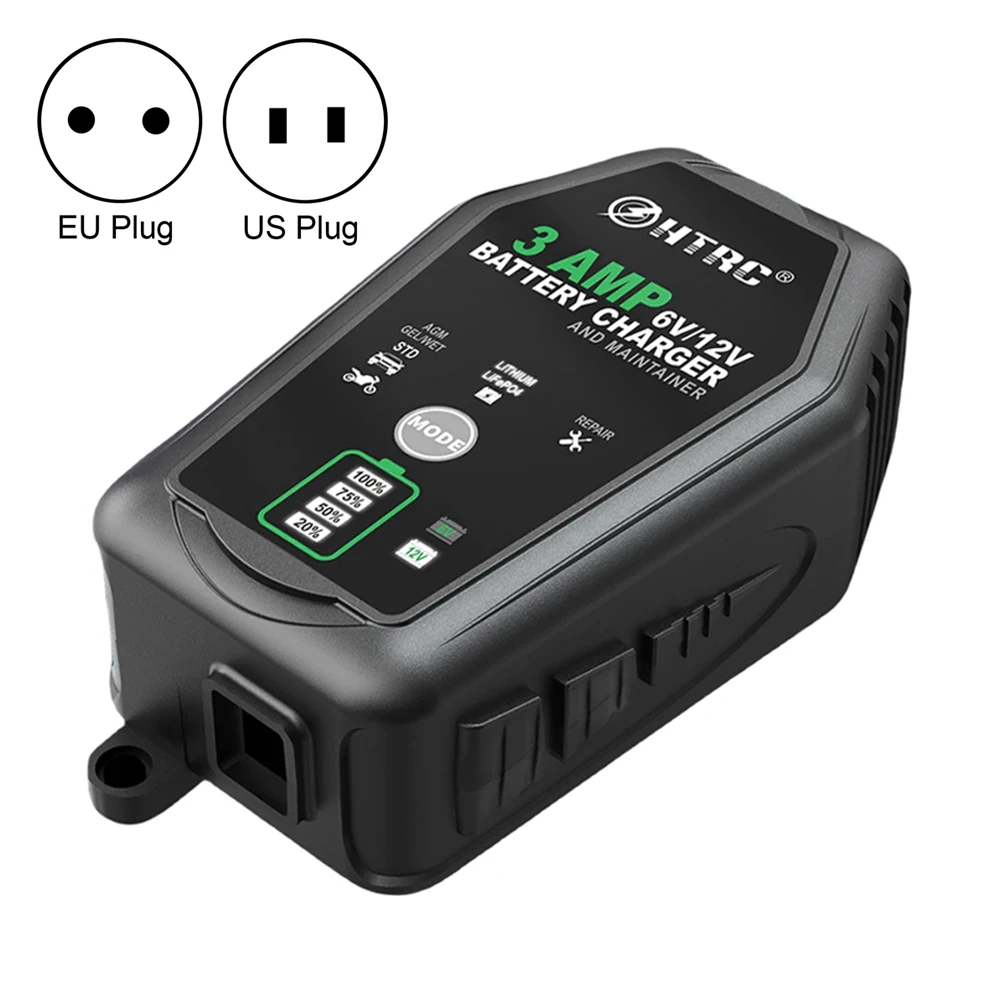ที่ชาร์จแบตเตอรี่อัจฉริยะแบบอัตโนมัติเต็มรูปแบบ3A 6V 12V ที่บำรุงรักษาที่ชาร์จกระบอกบดพริกไทยรถยนต์ที่ชาร์จแบตเตอรี่รถยนต์รถจักรยานยนต์