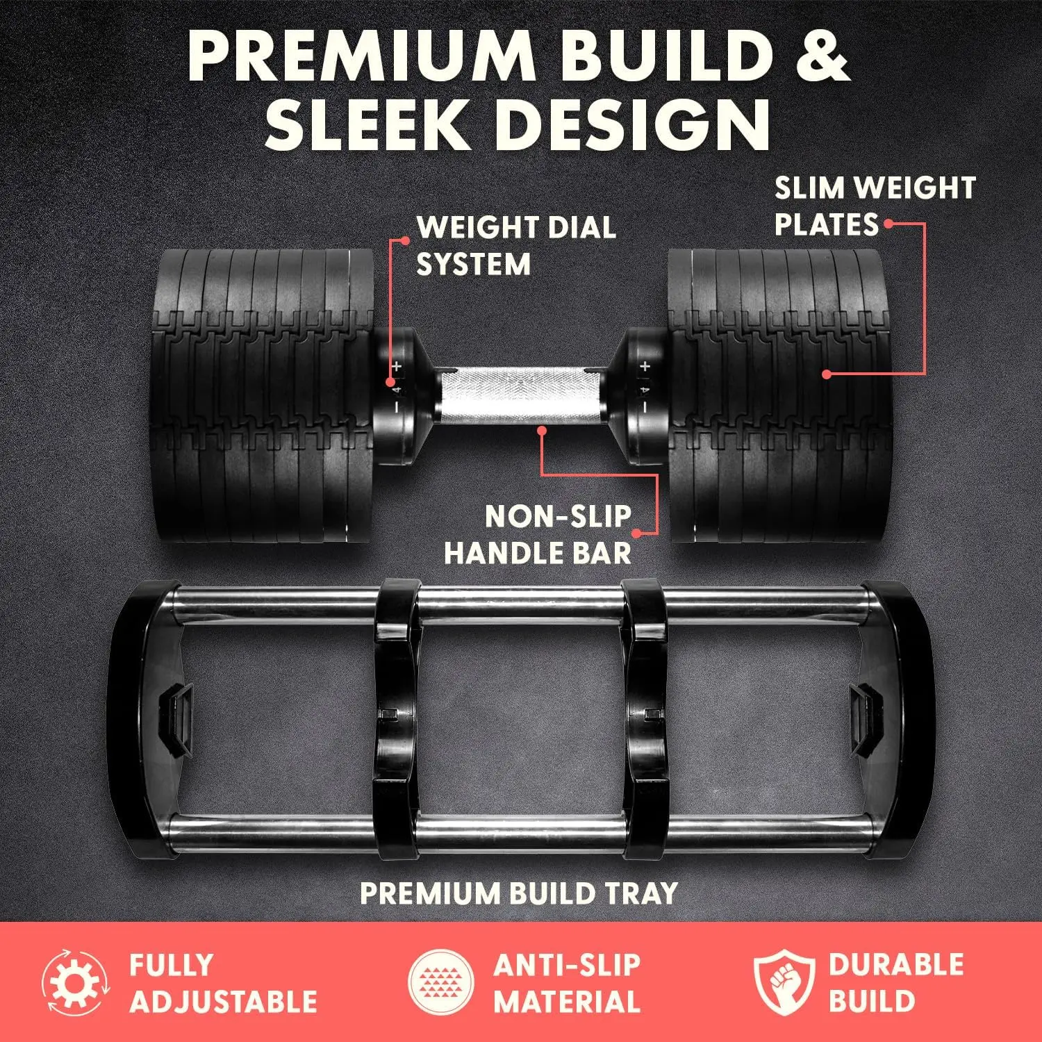 Equipamento De Fitness De Peso De Haltere, punho De Metal Antiderrapante, Ajuste De Peso De Mudança Rápida Com Twis