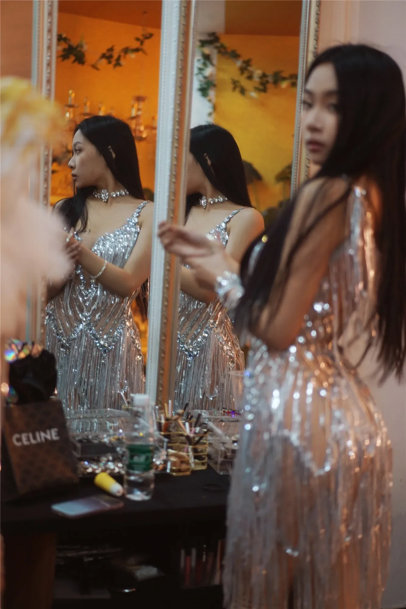 Прозрачное платье с блестящими серебряными стразами и бахромой, костюм для празднования дня рождения, костюм для выпускного вечера, сексуальное платье muyuye B106