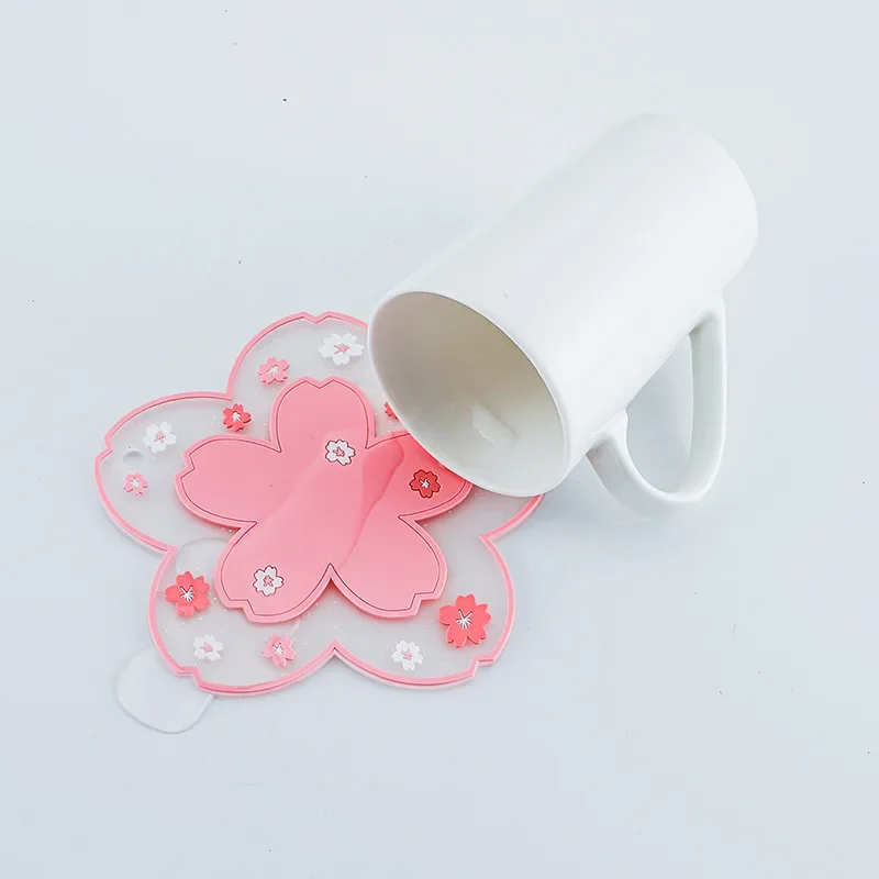 

1PC Japan Style Sakura Coffee Cup Coaster Cherry Blossom Heat Insulation Table Mat for Tea Milk Mug Home Decors