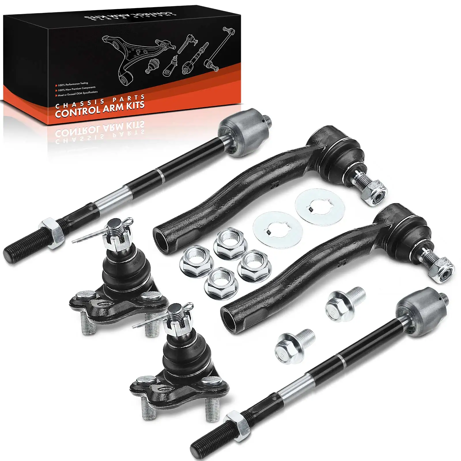 Frankberg 6-delige draagarmset vooras onder voor Toyota Corolla E12 2005-2007 EV470 45503-12130 45047-09080 45046-09200