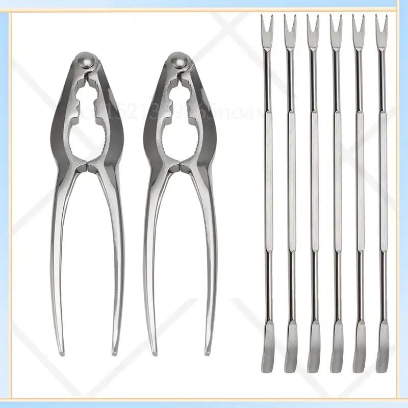 

-SPOR 8 Piece Seafood Tool Kit, Stainless Steel Crab Leg Cracker And Forks Nut Cracker Set Shellfish Sheller