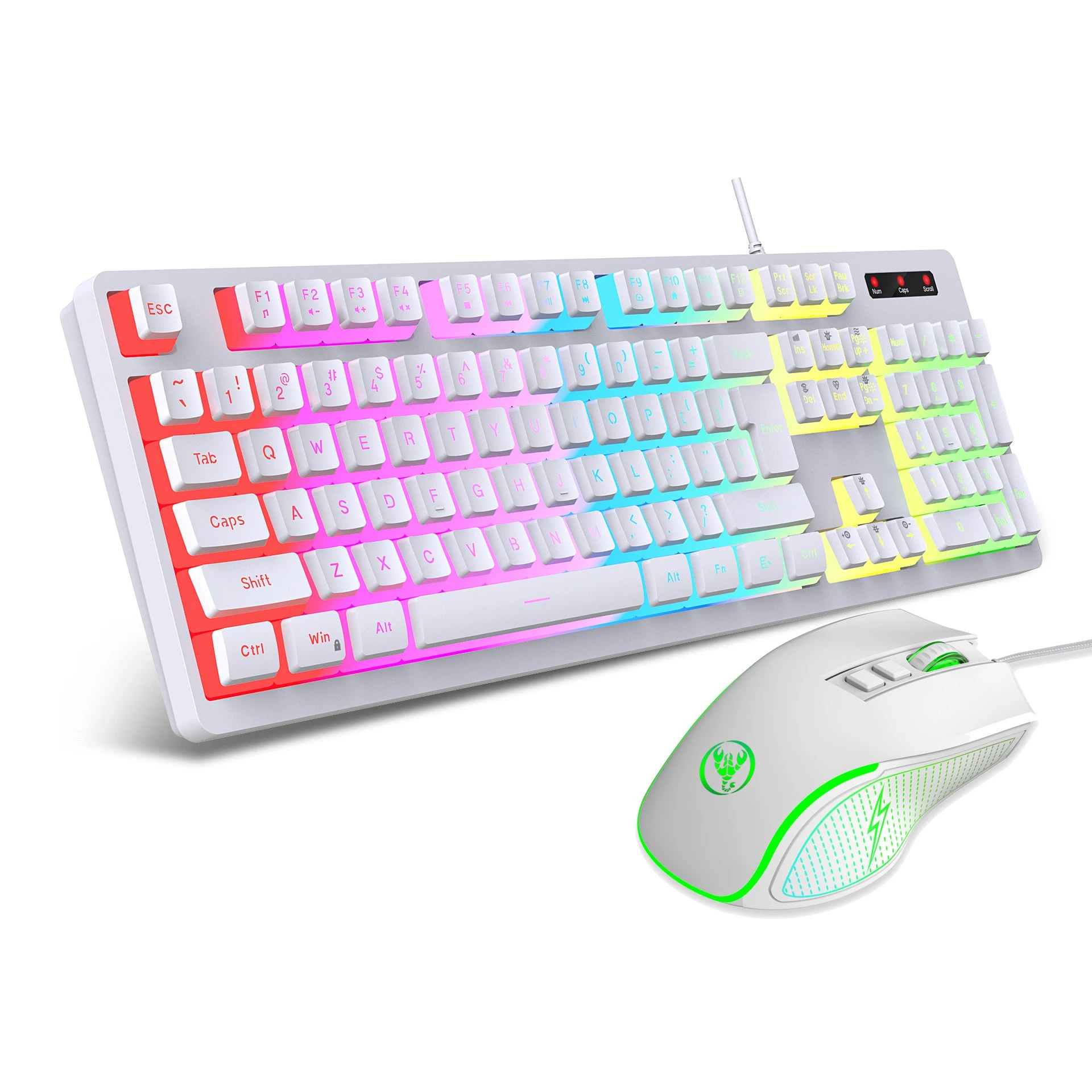 

RGB 104 key wired film keyboard mouse gaming teclado branco maus und tastatur combos ergonomico kit pc computer office klavye