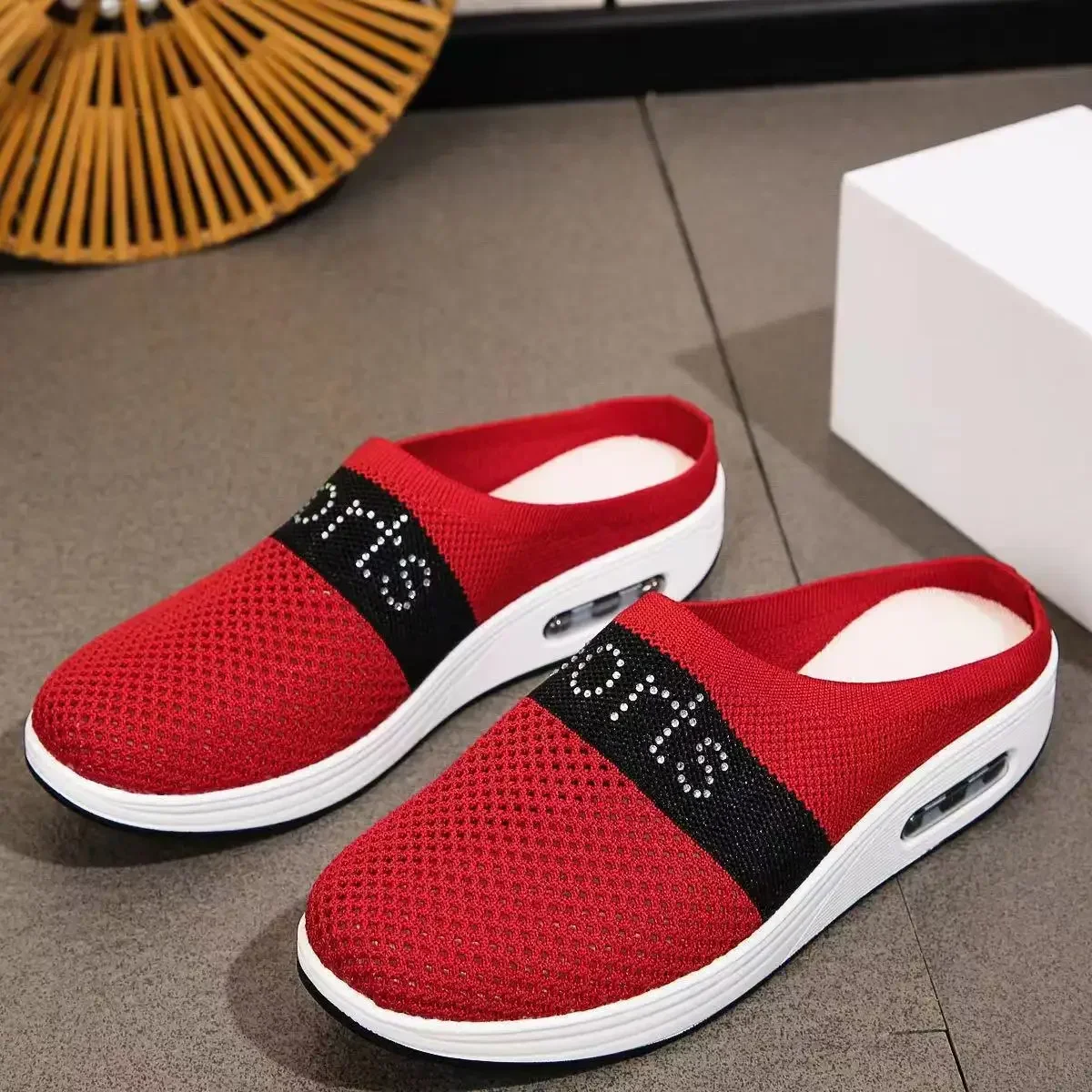 2024 New Summer Women's Slippers Wedge Air Cushion Casual Half Support Breathable Casual Shoes for Women Zapatos