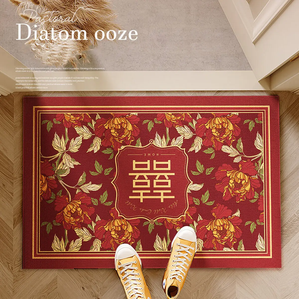 Chinese Style Diatomaceous Earth Floor Mat Anti Slip Moisture Absorbing Bathroom Mat Wedding Supplies Carpet Kitchen Accessories