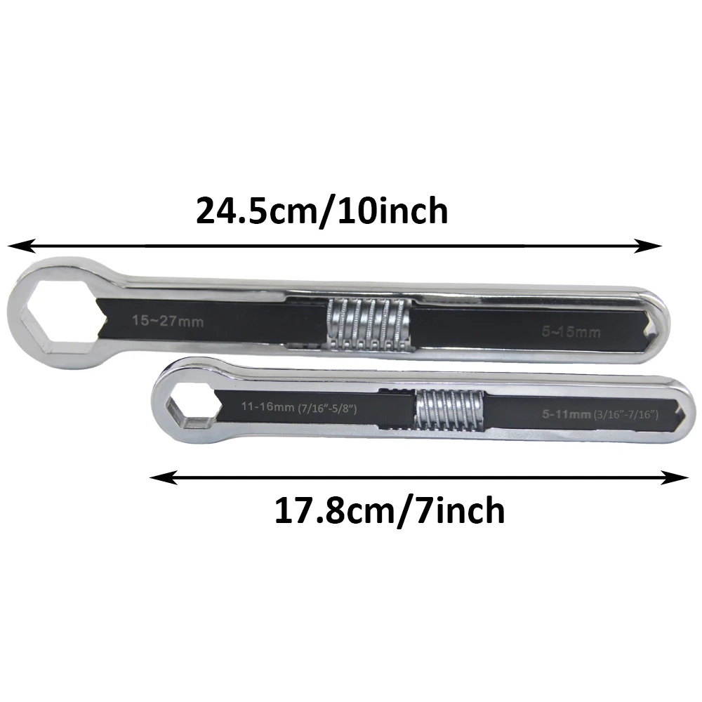 7 inch and 9.5 inch 2Pcs Total Wrench Universal Wrench Set Adjustable Double Head Spanner Multi-function Auto Repair Tools