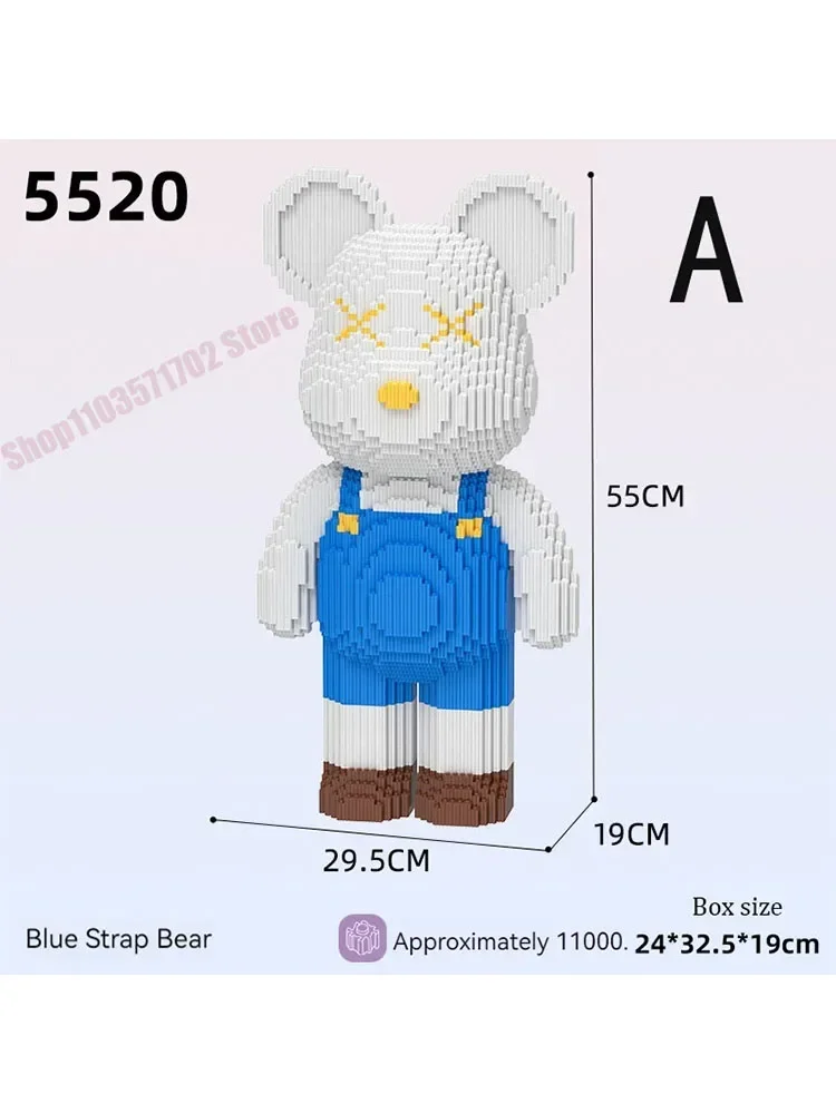 

Giant Fluid Violence Bear Cartoon Love Violent Bear Bearbrick Colour Model Building Block Micro Diamond Bricks Kids Toy Gift Set