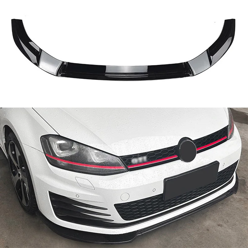 

Gloss Black Front Bumper Lip Diffuser Spoiler For Volkswagen Golf 7 MK7 GTI R Rline 2012-2018