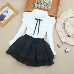 Girls White Blouses NEW Year 2022 Spring Fall Cartoon Shirts School Girl Uniforms Blouse Tops Casual Teenage Cotton Clothes