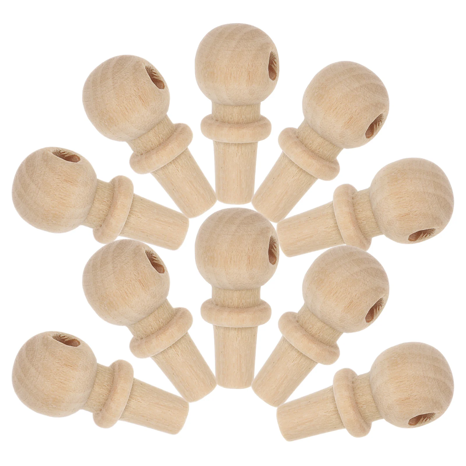 10 Pcs Trundle Bed Gourd Stopper Accessories Bottle with Cork Wooden Spindles for Crafts Sealer Knobs Beige Capper Mini Cabinet