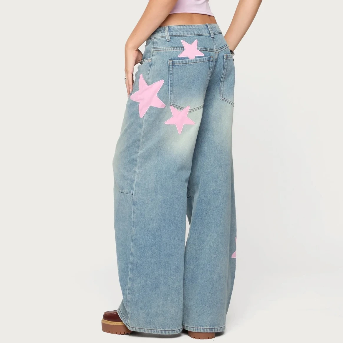 2025 Pantaloni da donna Hiphop per tutte le stagioni con stampa stelle Pantaloni casual larghi di qualità premium