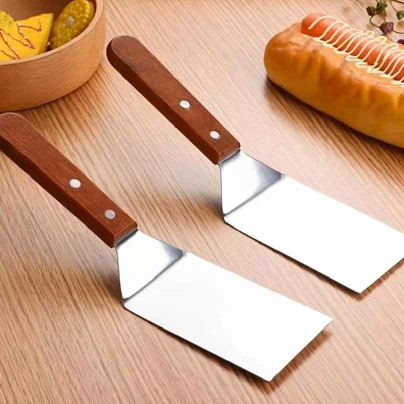 1Pc Stainless Steel Frying Spatula Pancake Turner Steak Cooking BBQ Kitchen Accessories Gadgets Tools Home Camping Grill Pan