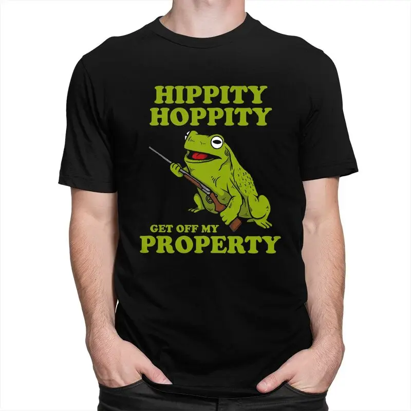 Custom Funny Frog Hippity Hoppity Get Off My Property T Shirt Men Short Sleeves Pure Cotton Leisure Tee Tops Streetwear Tshirts