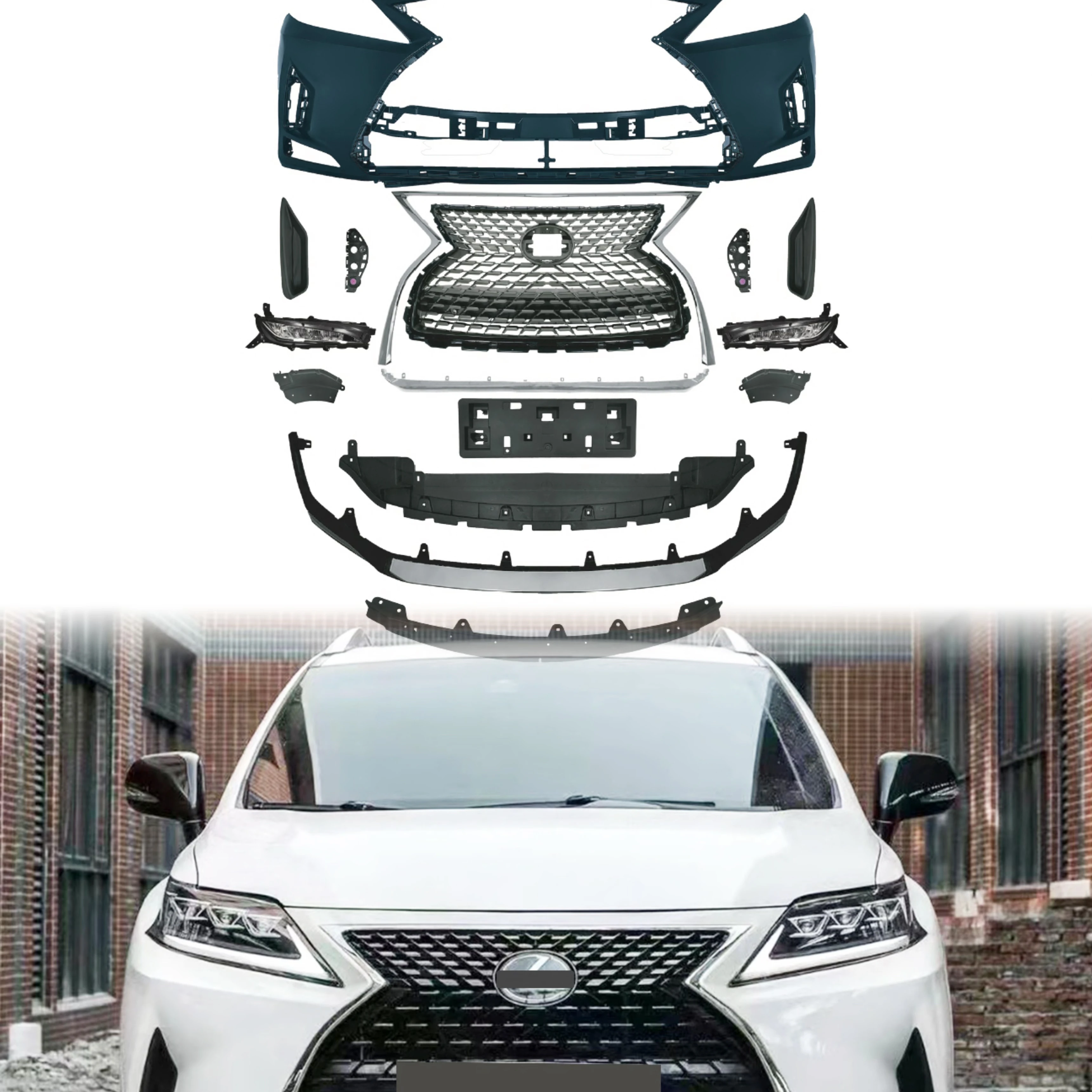 

Комплект для переоборудования переднего бампера автомобиля для Lexus RX270 350 450h 2009-2015 Обновление в стиле 2019+ Автомобильные комплекты кузова переднего бампера