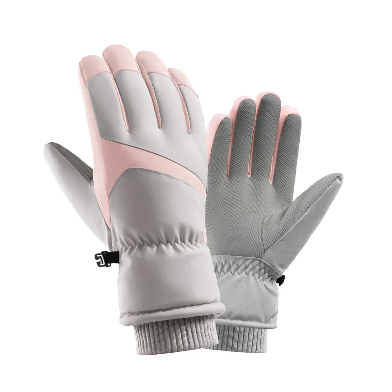 Ski Gloves Female Couple Winter Cotton Warm Velvet Padded Thickened Electric Car Outdoor Windproof Waterproof Male Cycling Cycli