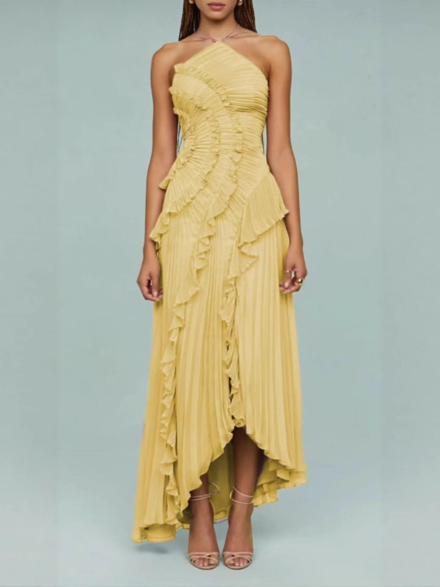 New Summer Women's Gown Ne Hanging Sve Asymmetrical Lace Slit Dr High Waist Ele Evening Par Ball Gown