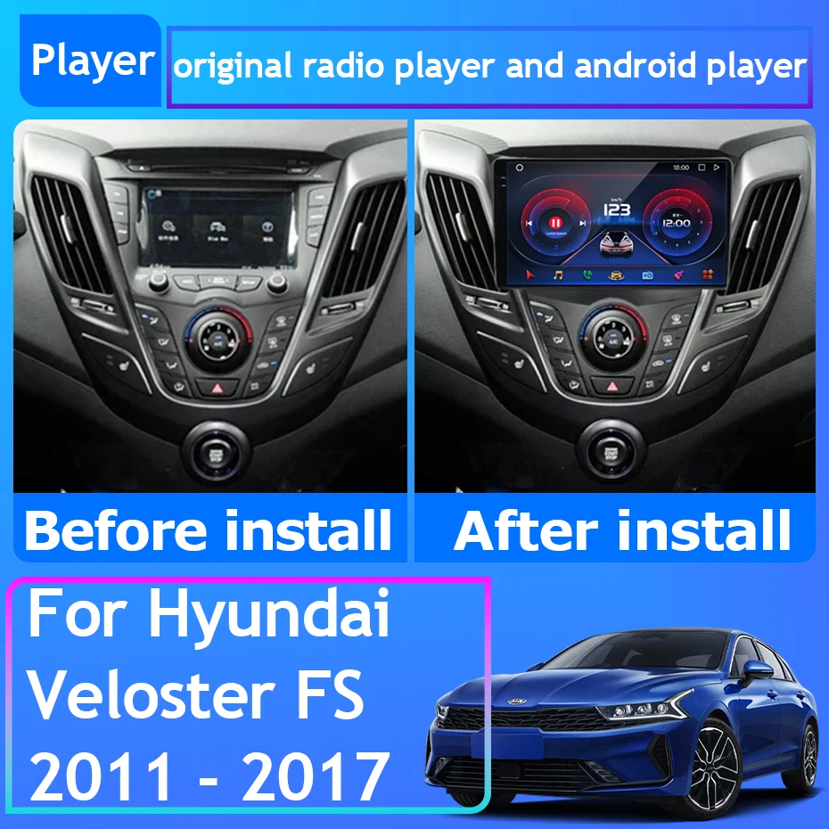 Car Radio Carplay For Hyundai Veloster FS 2011 - 2017 Navigation GPS Android Auto Bluetooth Stereo Multimedia Player No 2din 4G