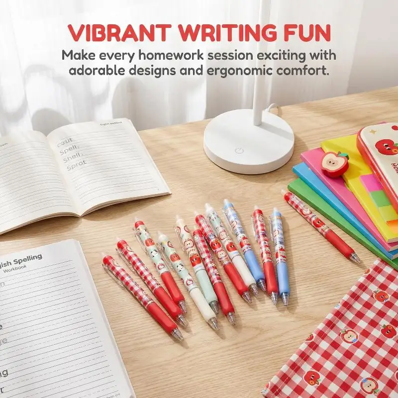 

Kawaii Smooth Erasable Gel Pens Set 0.5mm Blue Black Ink Quick Dry 4PCS for School Office Drawing Note Activities