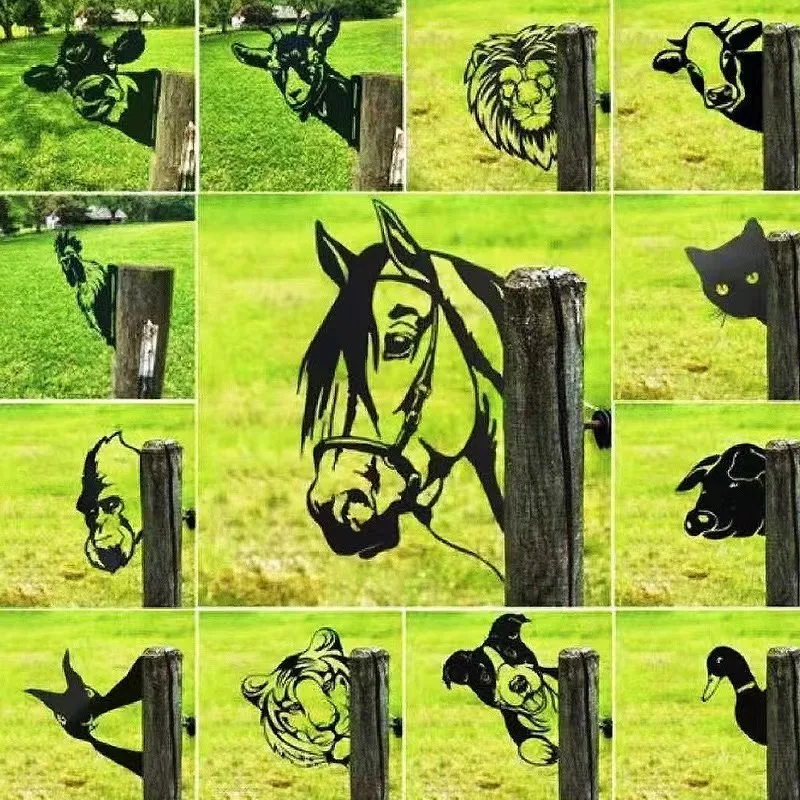 

Gorilla ,Monkey,Ox, Dog,Horse, Metal Art Rustic Charm Animal Decor for Garden Statues, Farmhouse, Yard Wooden Stump Decorations