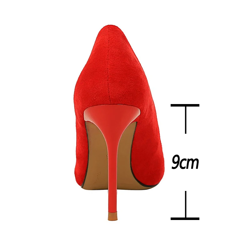 BIGTREE Shoes Women 9 Cm Heels Suede Woman Pumps Pointed Toe High Heels Stiletto Party Shoes Fashion Wedding Shoes Large Size 43