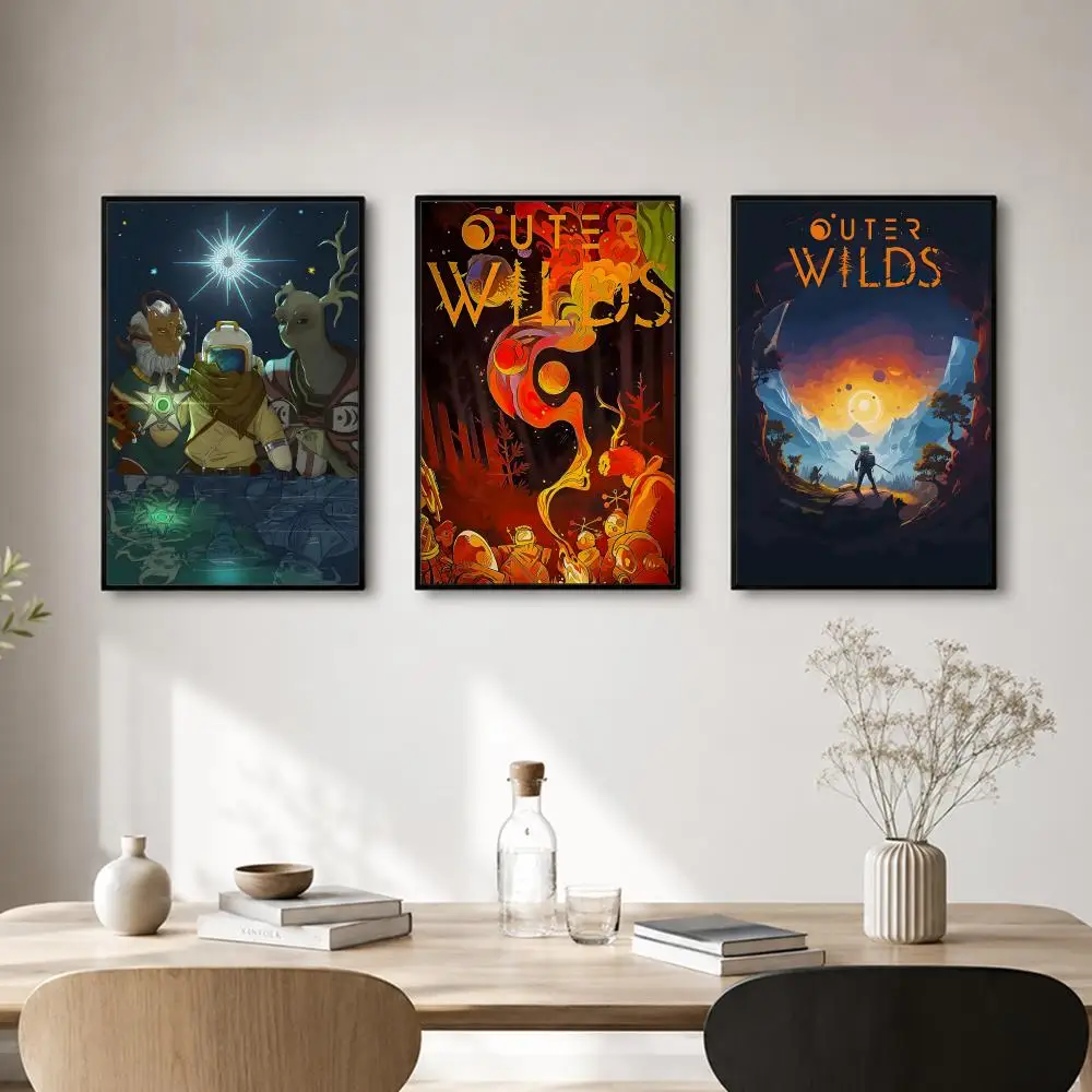 Video Game O-Outer Wilds Poster Self-adhesive Art Waterproof Paper Sticker Coffee House Bar Room Wall Decor