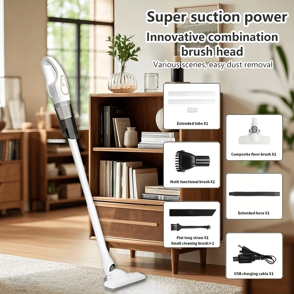 Vacuum Cleaner, Handheld Cordless Vacuum Cleaner, 18Kpa Super Strong Suction, USB Charging, Long Battery Life Suitable For Home