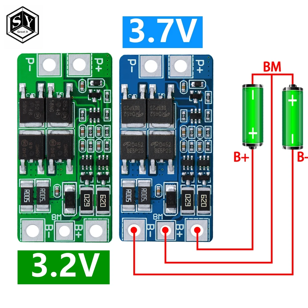 5-Pack 2S Lithium Battery Protection Board – 7.4V-8.4V 10A Balancer With Overcharge/Discharge/Short Circuit Guard For Li-ion/Li-Polymer
