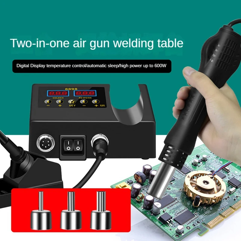 Rework Soldering Station 2 In1 Electric Soldering Iron For SMD PCB IC Repair EU Plug