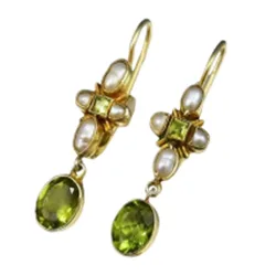 KSRA Vintage Geometry Personal Green Crystal Inlaid Pearl Earrings For Women Exquisite Birthday Party Earrings