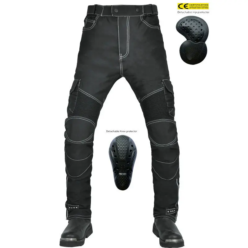 

Men's High-Waist Biker Pants CE Protective Oxford Fabric Waterproof Multi-Pocket Anti-Fall Motorcycle Riding Pants