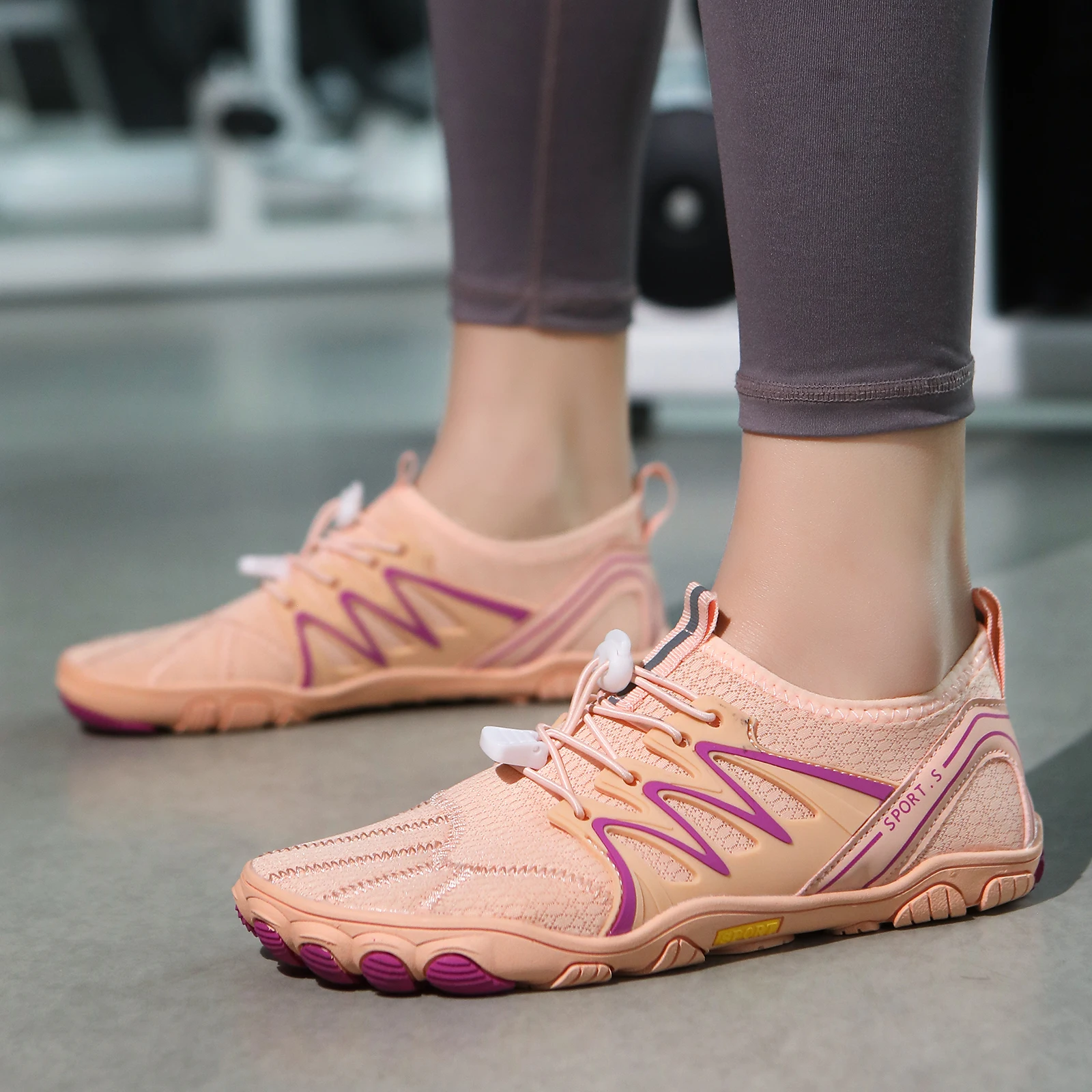 Bild 5: Rosa Barfuß-Wasserschuhe Unisex Schnelltrocknend Rutschfest für Yoga Fitness Strand Schwimmen