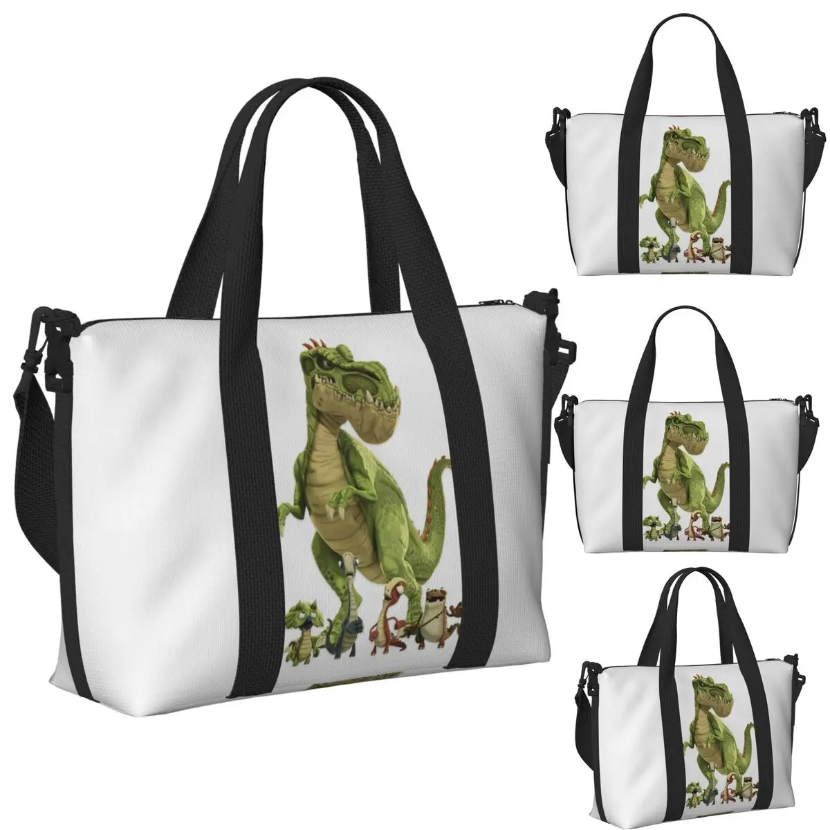 

Гигантозавр Динозавр Мультфильм Kawaii Пляжная дорожная сумка Большая вместительная сумка-тоут для спортзала Йога Женская дорожная сумка для покупок