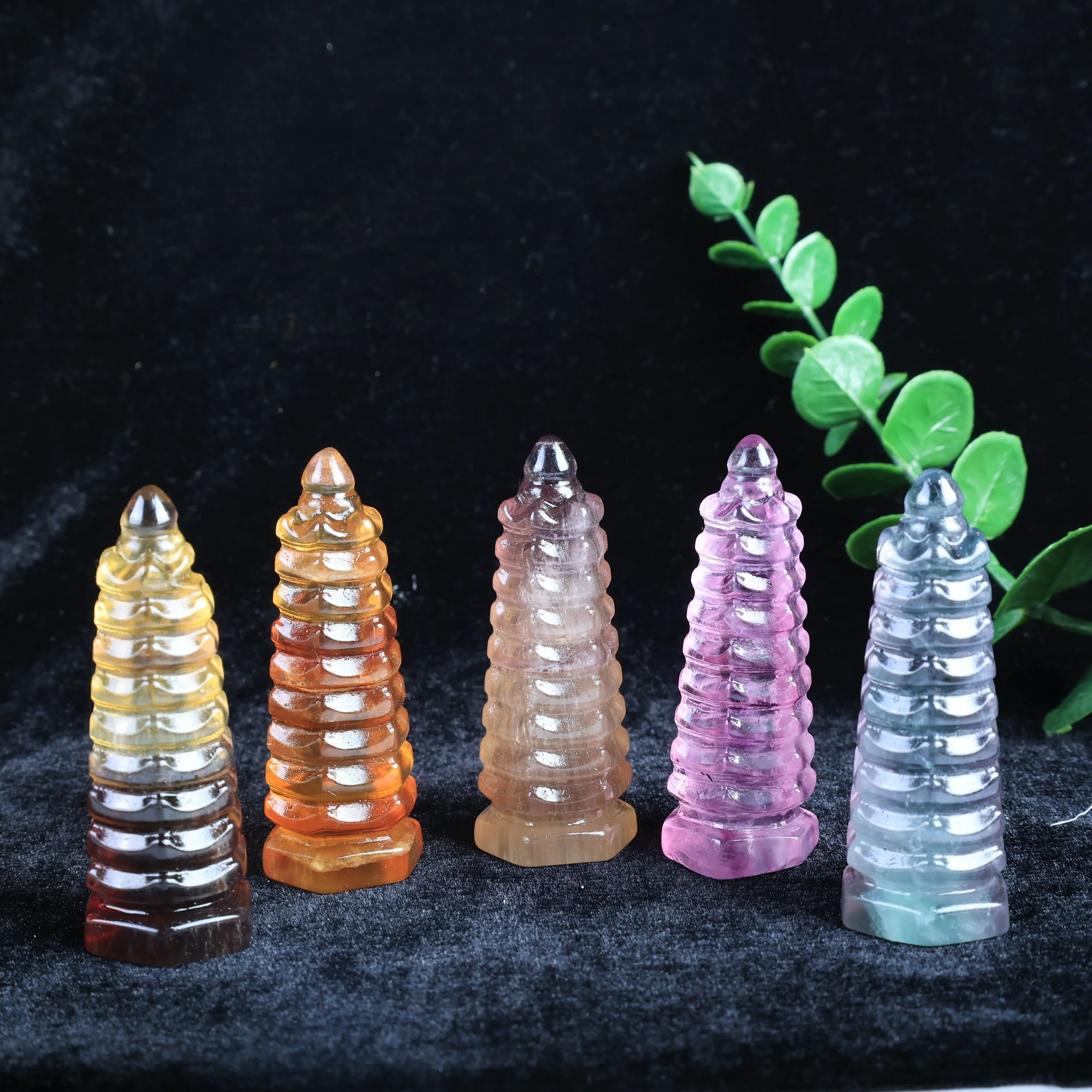 Fluorite Wenchang Pagoda Crystal Pagoda, Exquisite Home Decoration Accessories - Natural Crystal Pendant for Gifts, Holiday Gift