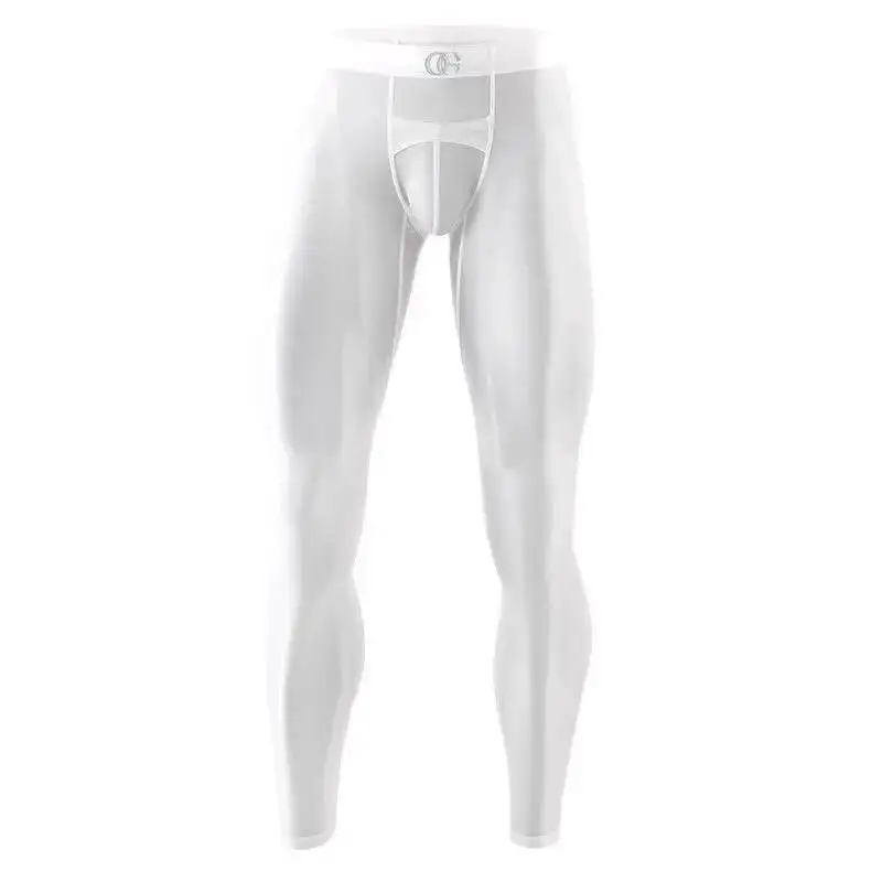 Random Logo Ultra-thin See Through Seamless 2 Pieces Set Men Plus Size Sexy Sheer Leggings Sport Shape Long Sleeve Top