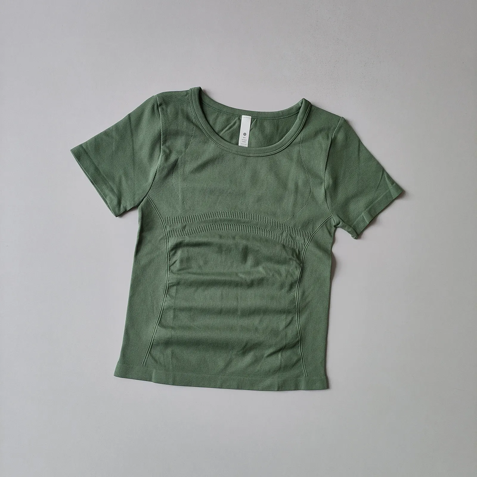Sportliches Schnelltrocknendes Oberteil für Damen, Kurzarm, Figurbetont, Rundhals, Oberbekleidung, Pilates-Training, Schlankmachendes Fitness-Yoga-T-Shirt – Detail 8