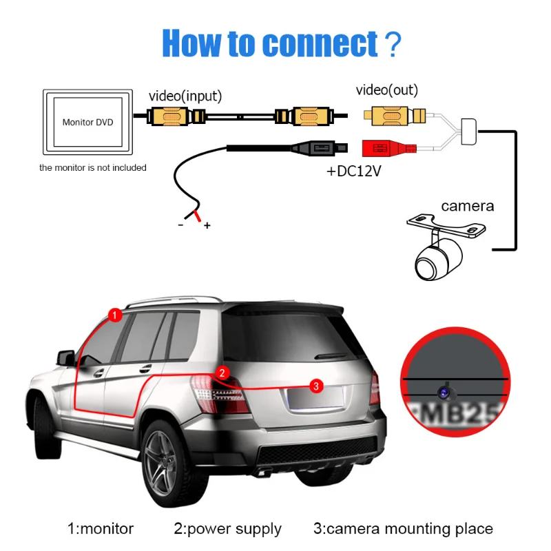 Car Reverse Camera HD Night Vision Rear View Camera Backup Parking Camcorder Reversing Monitor Wide Angle Auto Backup Monitor