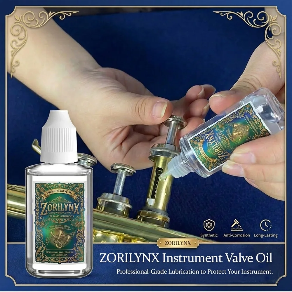 Aceite para Válvulas de 30 ml para Trompeta, Trombón, Tuba, Euphonium, Instrumentos de Viento, Lubricante para Teclas, Anticorrosión, ZORILYNX