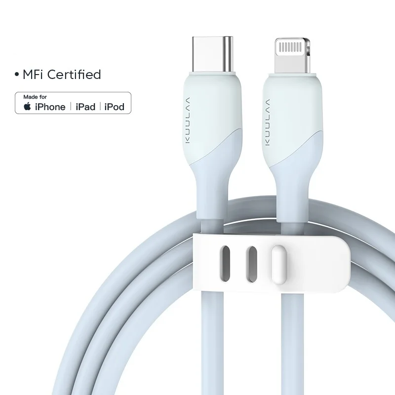 KUULAA USB-C-Kabel PD30W MFi-zertifiziert für iPhone 14 13 12 11 AirPods iPad Schnellladung USB C auf Lightning-Kabel Silikon USB