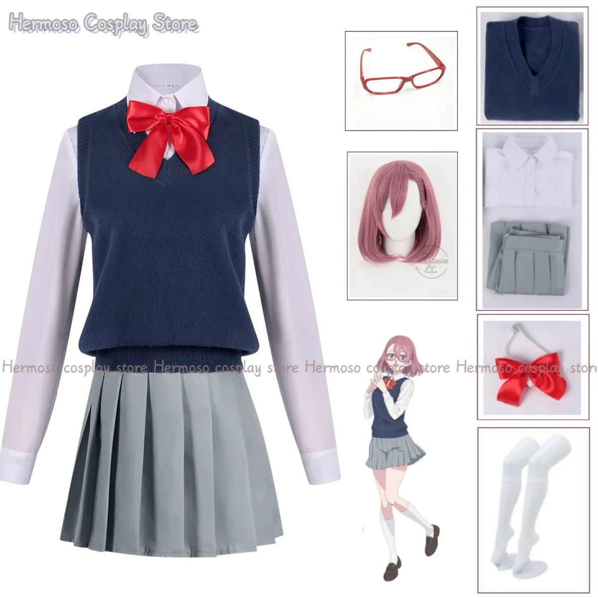 Lilysa Amano Mikari Tachibana Cosplay Costume JK Uniform Glasses Nigoriri Ririsa Lilyel Ririsa 2.5 Dimensional Seduction Suits