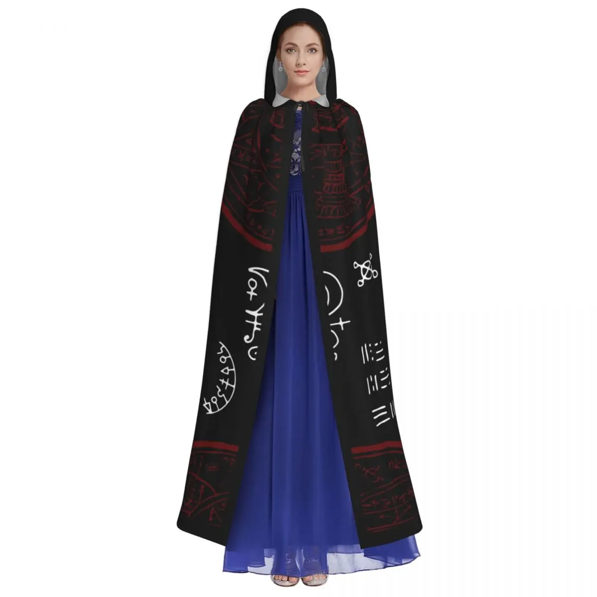 Long Cape Cloak Pentagram And Mystic Symbols Hooded Cloak Coat Autumn Hoodies