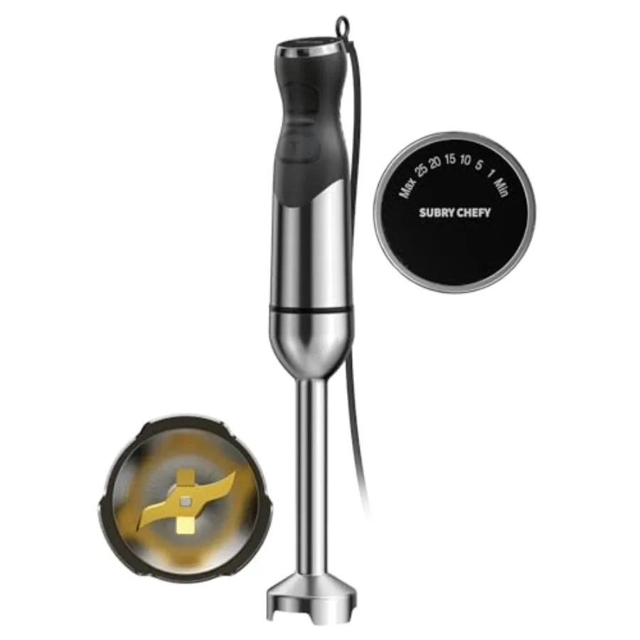 1000W Immersion Blender Handheld – 25-Speed, Stainless Steel, Hand Blender, Corded Hand Mixer with Heavy-Duty Copper Brushless M