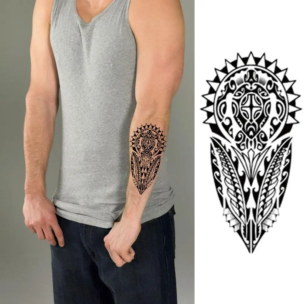 New Hand Arm Temporary Tattoo Sticker for Men Totem Robotic Arm Waterproof Tatoo Big Size Body Art Men's Fake Tattoos Stickers